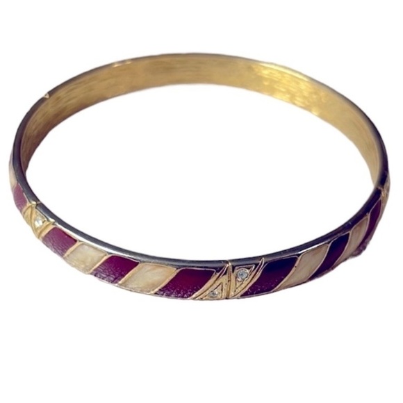 Red, white, and gold striped bangle bracelet - Picture 1 of 3